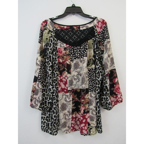 Hope Springs Women's Blouse Top Size XXL Long Sleeve Animal & Floral Print - Picture 7 of 7